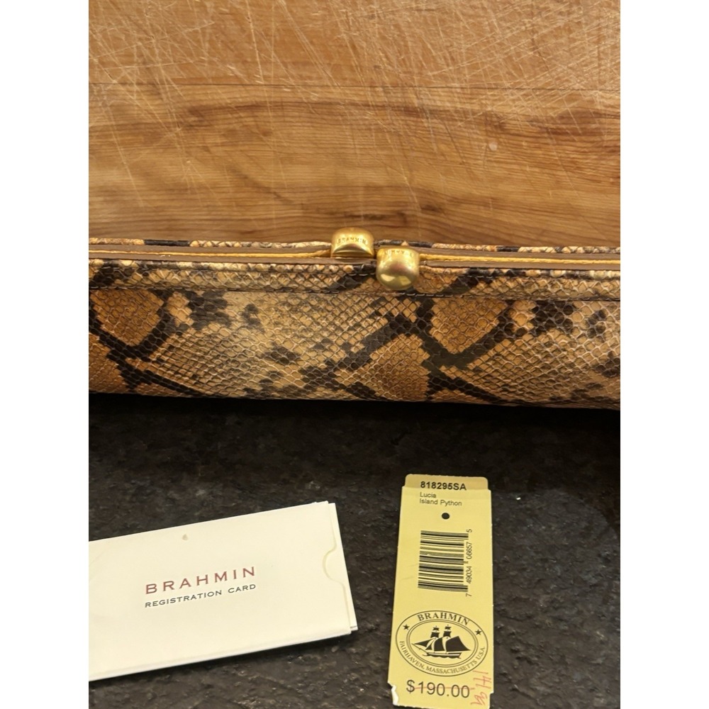 Brahmin Python Embossed Leather Clutch - image 6